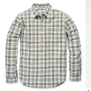 Outerknown Green and White Plaid Casual Button Down Shirt